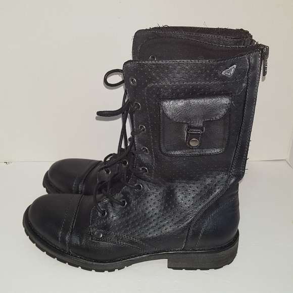 roxy combat boots black